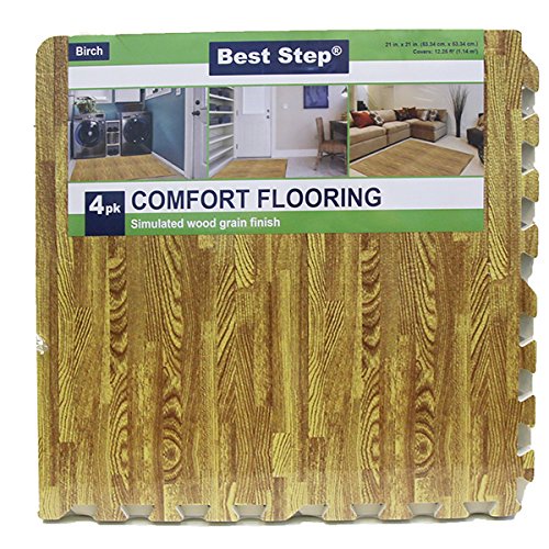 Best Step Anti Fatigue Interlocking Foam Tile Mats Wood Grain (16 Pack)