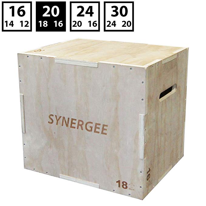 iheartsynergee 3 in 1 Plyometric Box for Jump Training and Conditioning. Wooden Plyo Box and Soft Plyo Box All in One Jump Trainer. Sizes 30/24/20, 24/20/16, 20/18/16, 16/14/12