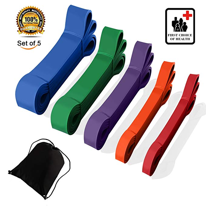 Alture Pull Up Assist Band Heavy Duty Resistance Bands for Exercise Fitness Body Stretch Yoga Gym Powerlifing and Mobility Training - Set of 5