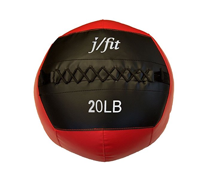 j/fit Soft Wall Ball, Medicine Ball, Strength & Conditioning WODs - Plyometric & Core Training, Cardio Workouts for Muscle Building, Balance - Ideal for Squats, Lunges, Partner Toss, Slam (6, 8, 10, 12, 15, 18, 20, 25, and 30lbs)