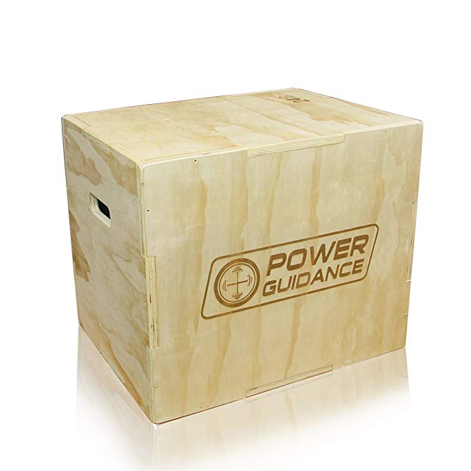 POWER GUIDANCE 3 in 1 Wood Plyometric Box - Ideal for Cross Training - 30''/24''/20'', 24''/20''/18'', 16''/14''/12'' - Plyometric Jump Box, Wood Plyo Box, Plyobox