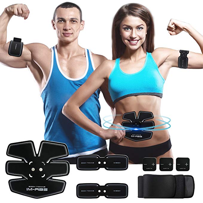 Abdominal Muscle Toner Trainer ABS Stimulator Smart Abdominal Toning Belt Wireless Trainer Rechargeable Fitness Body Training for Abdomen Arm Leg Men and Women Workout Equipment